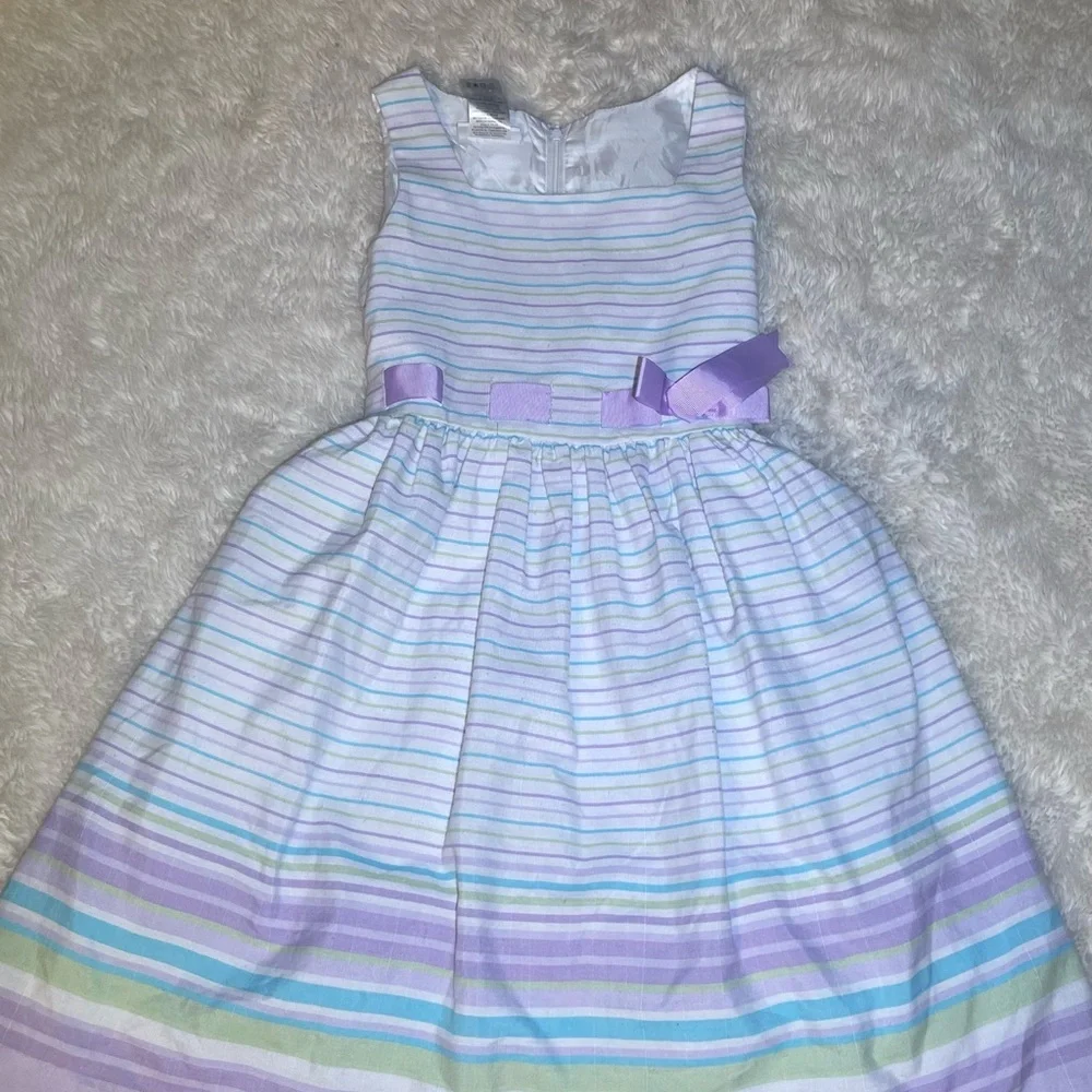 Bonnie Jean Striped Purple and Green girls dress size 14